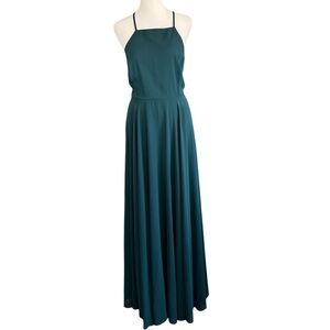 LULUS Mythical Kind of Love Maxi Dress Dark Emerald Green Size Medium FLAW